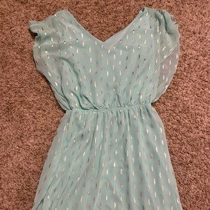 Seafoam green with gold sparkle